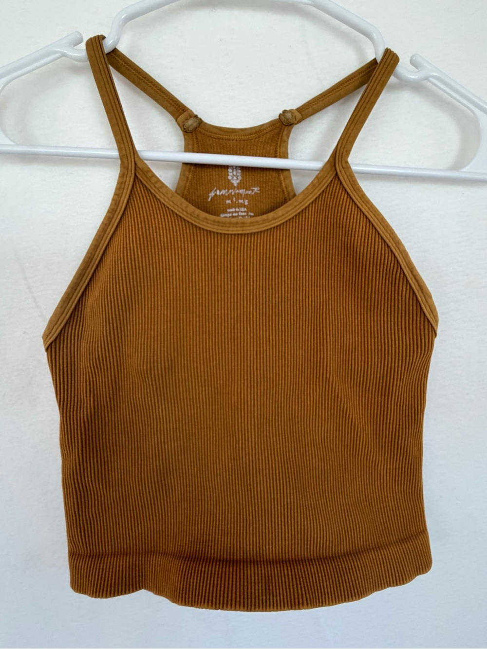 FP Movement Happiness Runs Cropped Tank by Free People in a golden tan